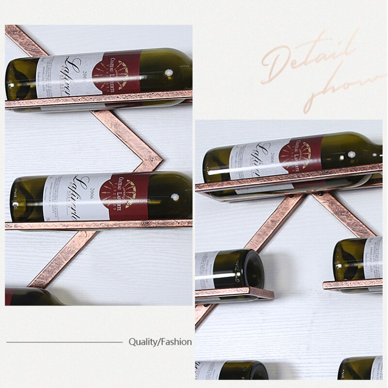 Set 6 Portabottiglie Da Parete In Ferro - Per Vino E Liquori | Design A Bocca Di Bottiglia | Facile Installazione - Foto 8