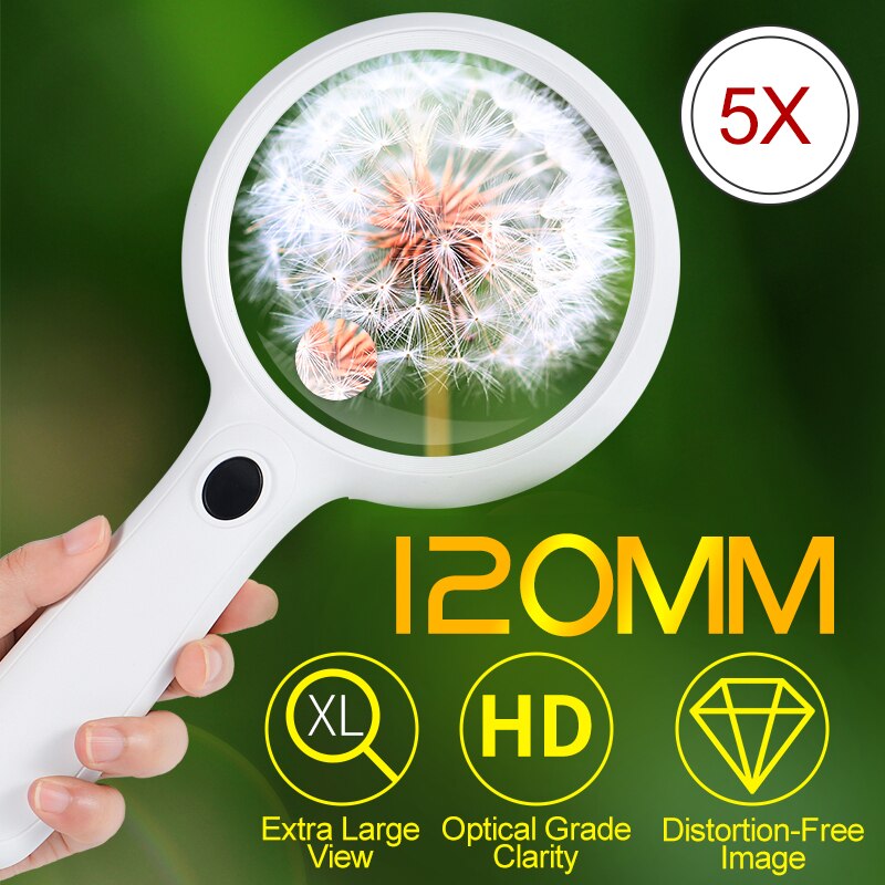 Handheld 10X Illuminated Magnifier Microscope Magnifying Glass Aid Reading for Seniors Loupe Jewelry Repair Tool With LED Light: 90120