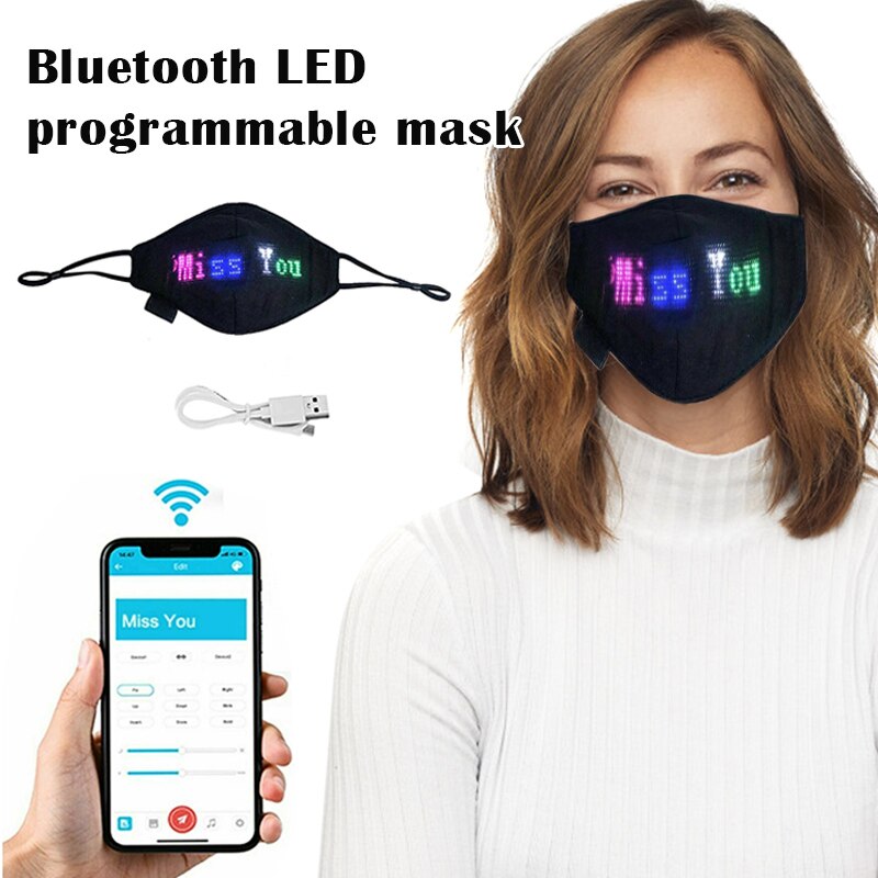 Dropshipping sconto Bluetooth programmabile morbido portato cotone polvere maschera, costruito-in portato Schermo tavola, festa giocattoli per uomini e donne