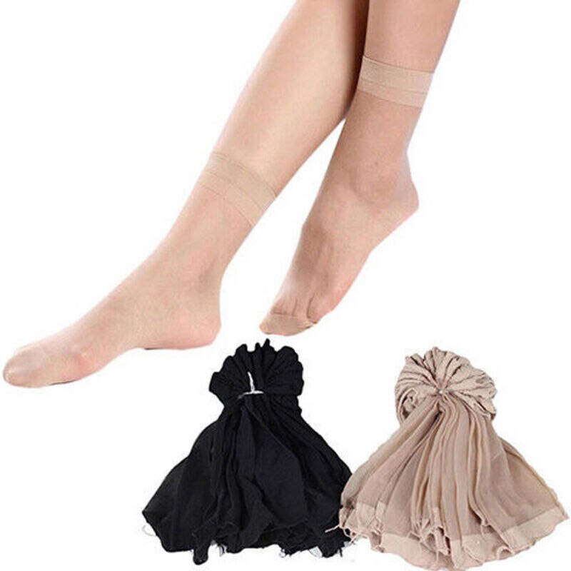 10 par kvinder sokker nylon elastisk kort ankel sheer mesh ensfarvet silke korte sokker gennemsigtige damestrømper