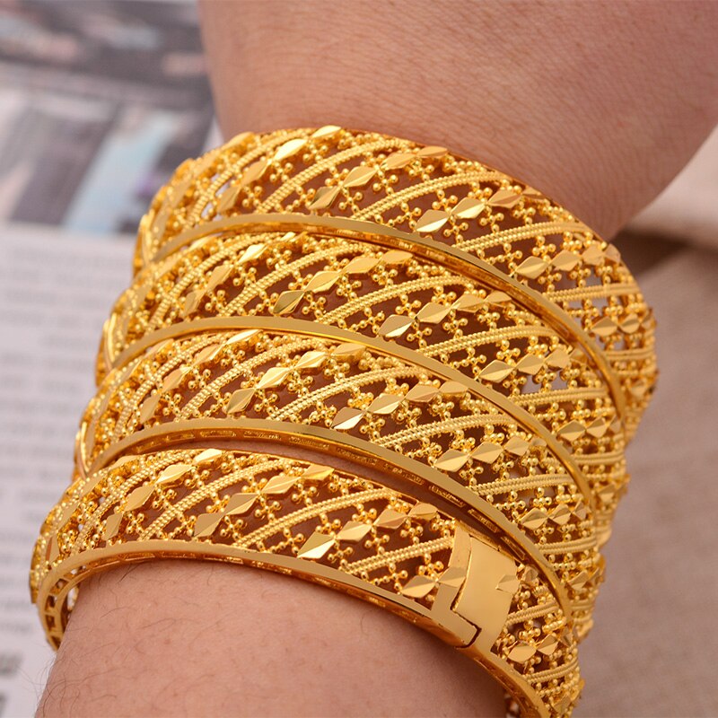 24K Dubai peut ouvrir des bijoux ethniques éthiopiens couleur or Bracelet bracelets pour femmes fille mariage mariée Bracelet bracelets bijoux