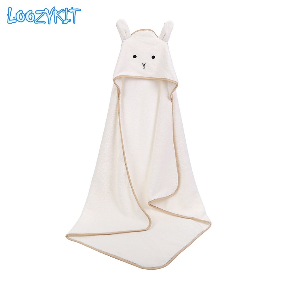 Baby Poncho Badhanddoek Toalla Fluwelen 90*90Cm Fleece Kap Baby Handdoeken Deken Pasgeboren Baby Badcape Zuigeling baby 'S: White