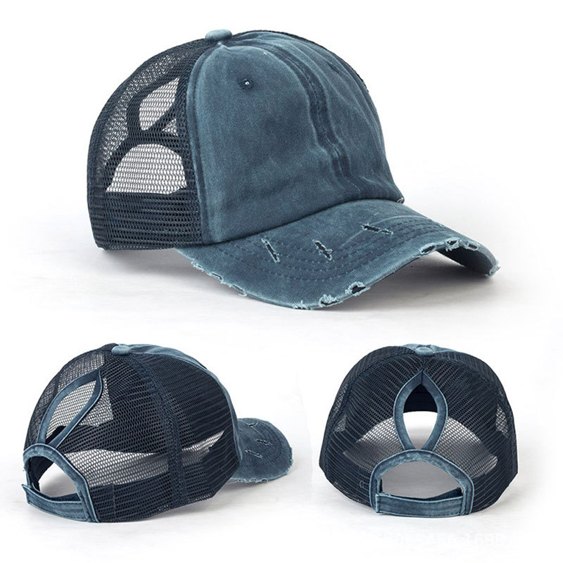 Mesh Ademende Zomer Paardenstaart Zonnehoed Dames Baseball Cap Gewassen Katoenen Pet Motorkap Leuke Hoed