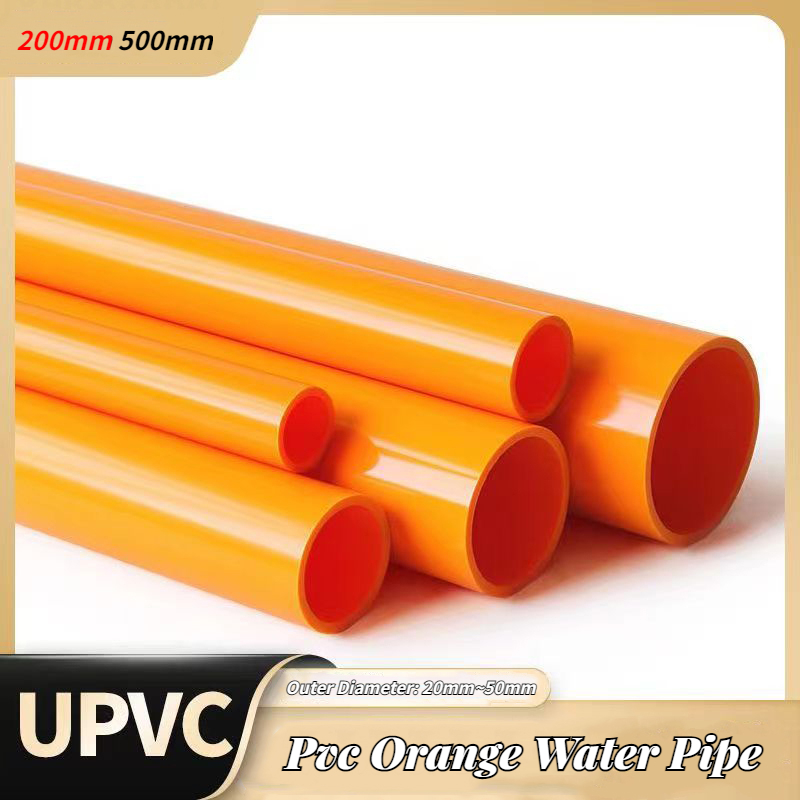 1 pièces longueur 200mm 500mm Pvc Orange tuyau d'eau diamètre extérieur 20mm ~ 50mm UPVC plastique creux tuyau d'eau Aquarium eau accessoires