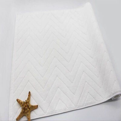 Cotton Towel-Shaped Ant-slip Bath Mat Entrance Doormat Machine Washable Toilet Bathtub Floor Mats 45x75cm: white wave