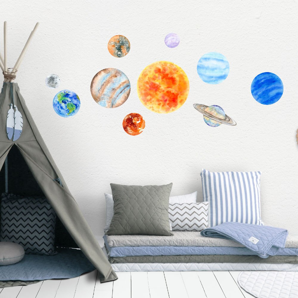 Solar System Planet Fluorescent Wall Sticker Moon Star Ceiling Sticker Home Party Kids Room Decorations Home Decor Glow Sticker