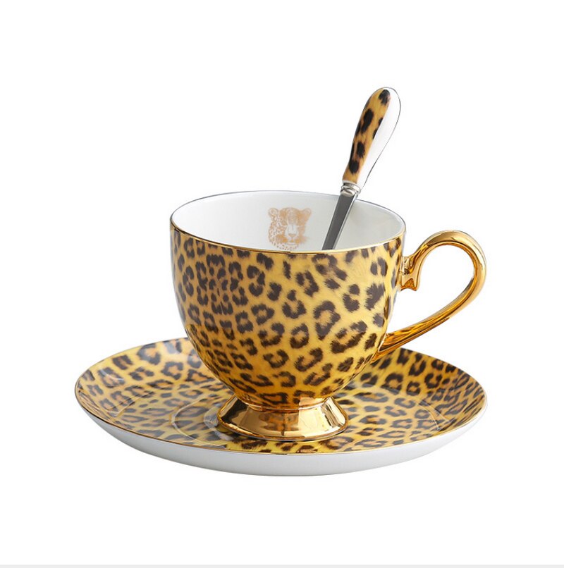 Leopard Coffee Cups Nordic Luxury Tea Coffee Cup Home Water Gold Coffee cup Saucer sets