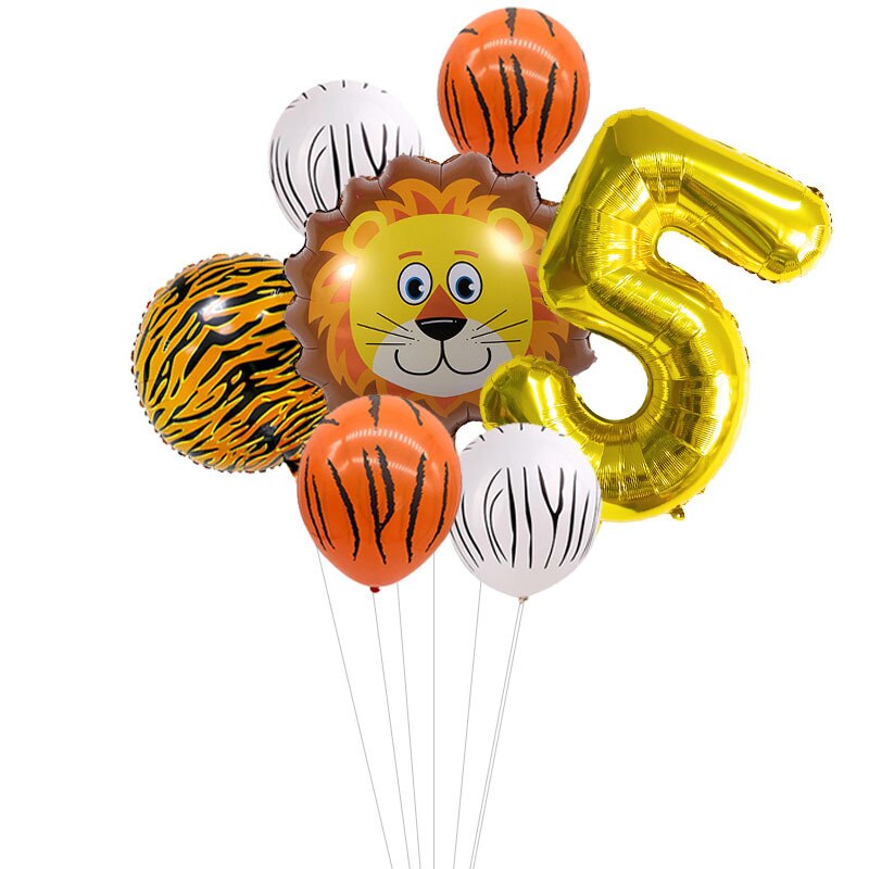 Kids Animal Birthday Party Balloons First Birthday Safari Animal Balloon Bouquet Jungle Animal Ballons Digital Balloon: gold 5