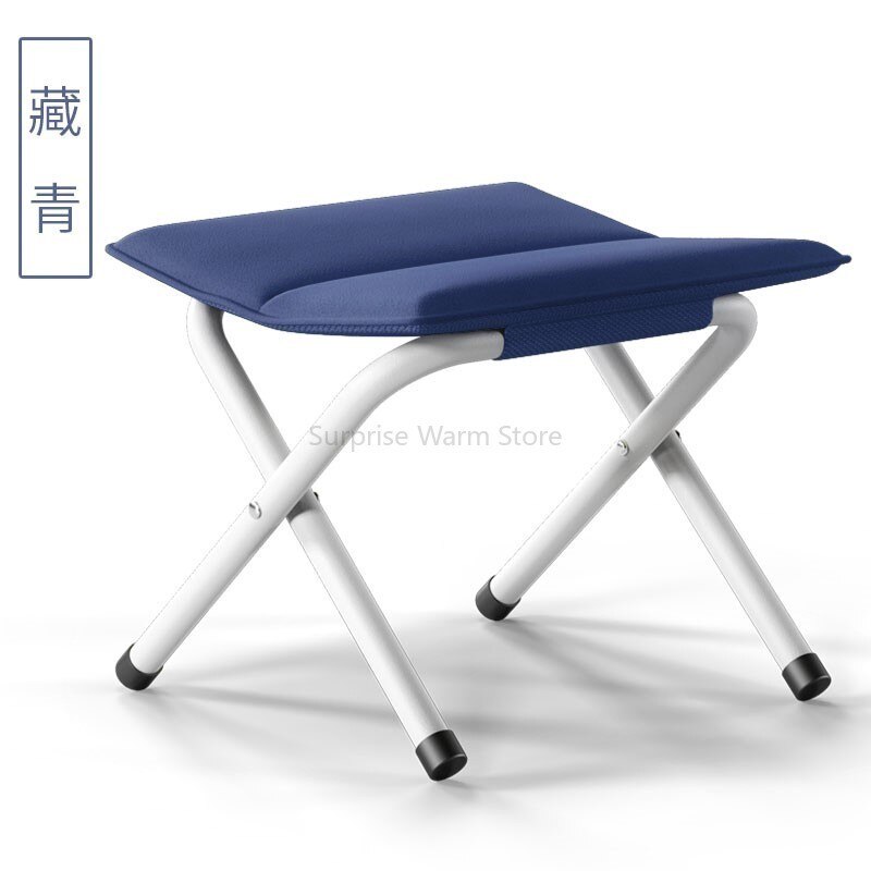 En x-formet 4- bens stol sæde foldbar campingstol bærbar vandrestol sæde foldbar blød kanvas stol skammel 33*33cm: Marine blå