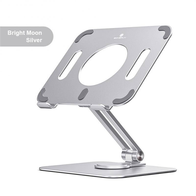 360 ° rotatable portable adjustable aluminum alloy tablet stand desktop metal telescopic stable base holder for iphone ipad: Sliver