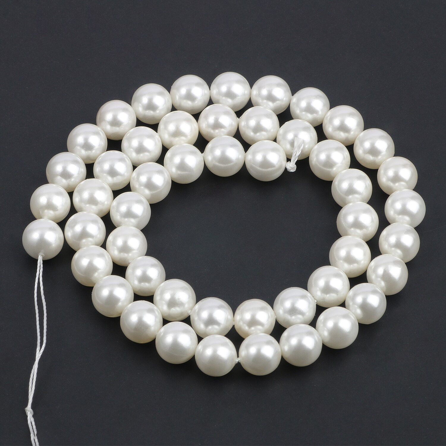 Cuentas de concha Natural para fabricación de joyas, abalorios espaciadores sueltos redondos para fabricación de joyas, pulsera, collar, accesorios de 6, 8 y 10mm: white / 8mm 46pcs beads