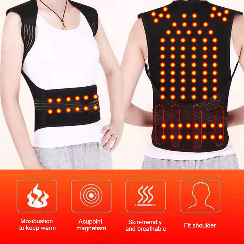 Tourmaline Vest Self Heating Brace Support Belt Magnetic Therapy Thermal Warm Waistcoat Spine Back Shoulder Lumbar Pain Relief