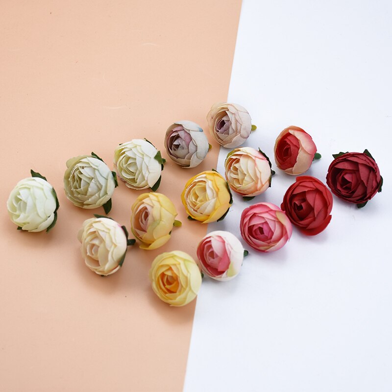 30 Uds. Flores artificiales al por mayor 3CM rosas de té adornos navideños para el hogar Accesorios flores decorativas para boda coronas