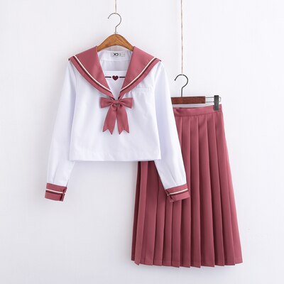 Girls Japanese school uniform skirt JK uniform Class uniforms Sailor suit College wind Suit Female Students uniforms: Tops and long skirts / L