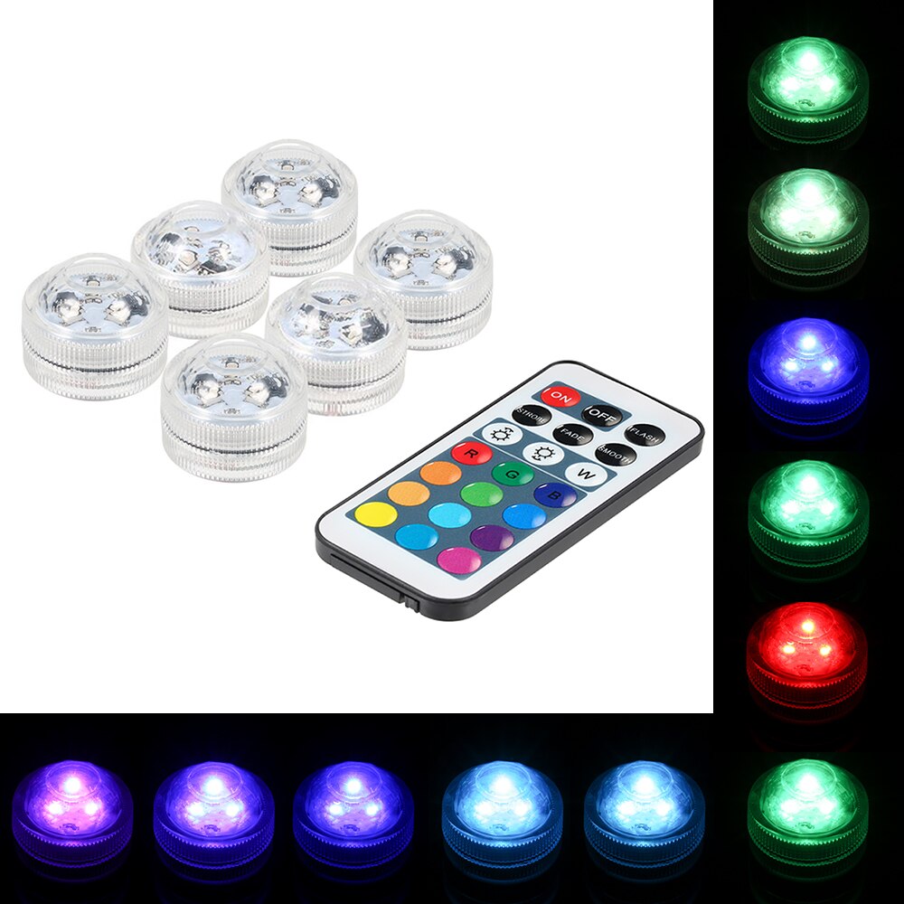 Submersible LED Lights Waterproof RGB Underwater Light For Wedding Tea Light Tub Pond Pool Bathtub Aquarium Party Vase Decor: 6PCS