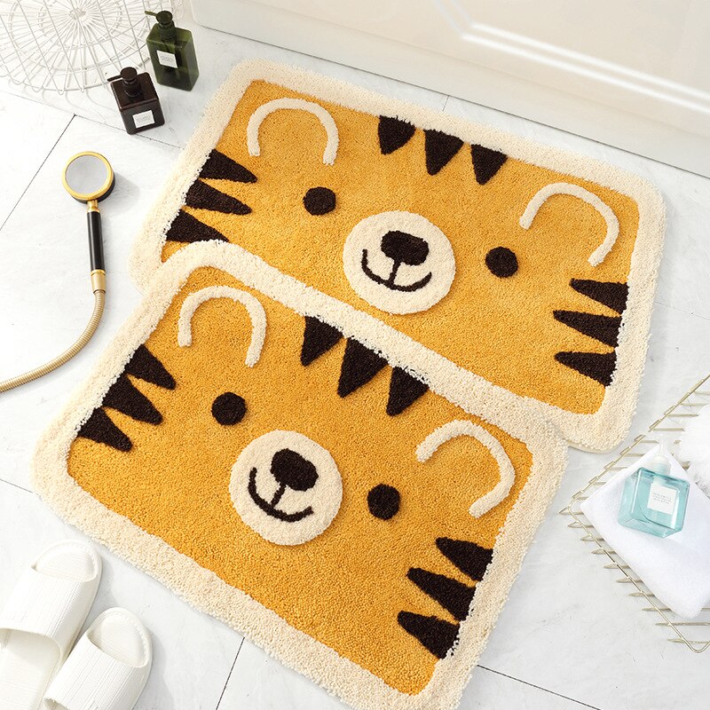 Tapis de bain floqué motif tigre dessin animé 45*65cm 50*80cm tapis de salle de bain décoration intérieure tapis de sol de couloir tapis de chambre 1 pièce