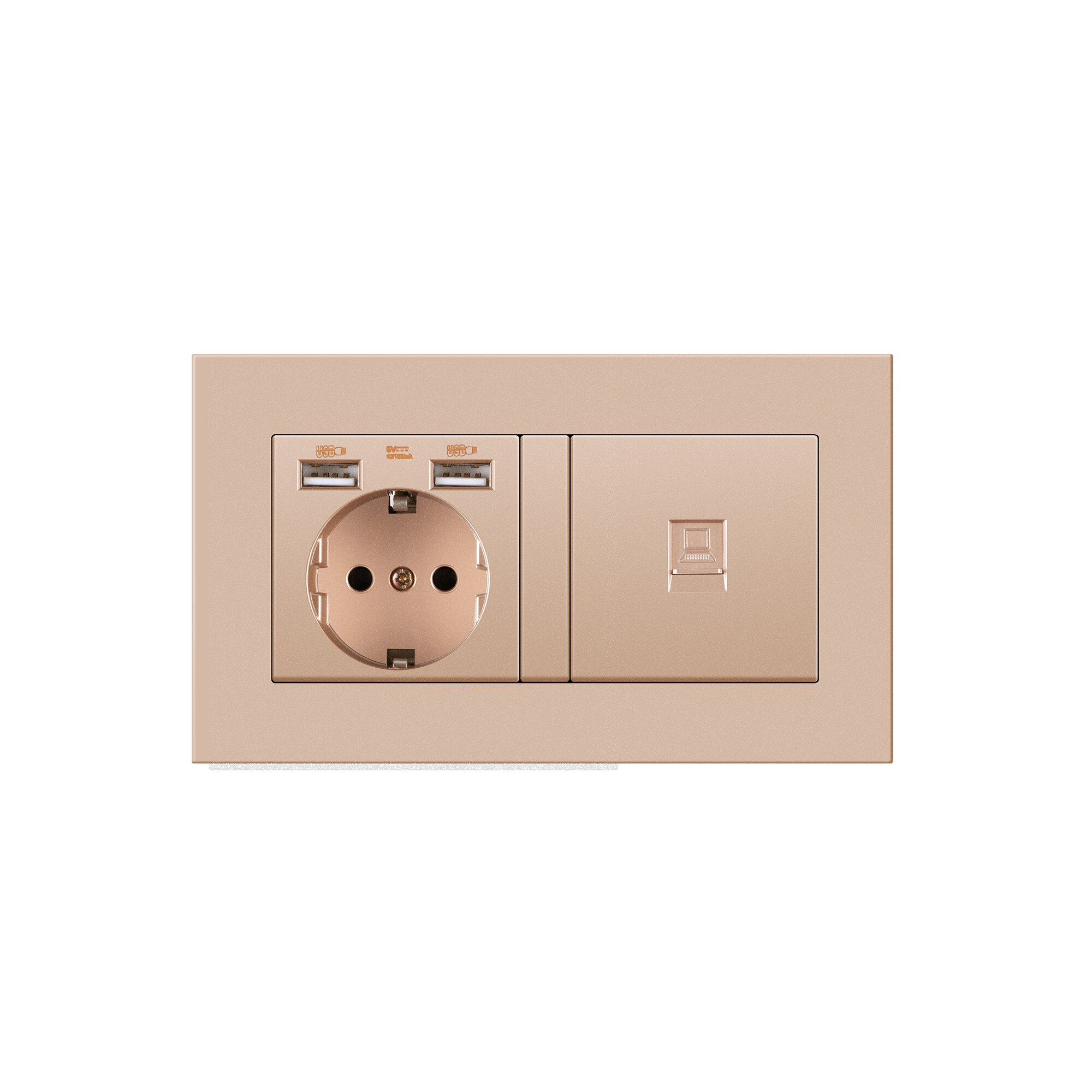 Germany home Wall Power Socket With DIY socket RJ45 switch TV computer Retardant PC panel 146*86mm Electricity outlet,GOLD: Socketcomputer