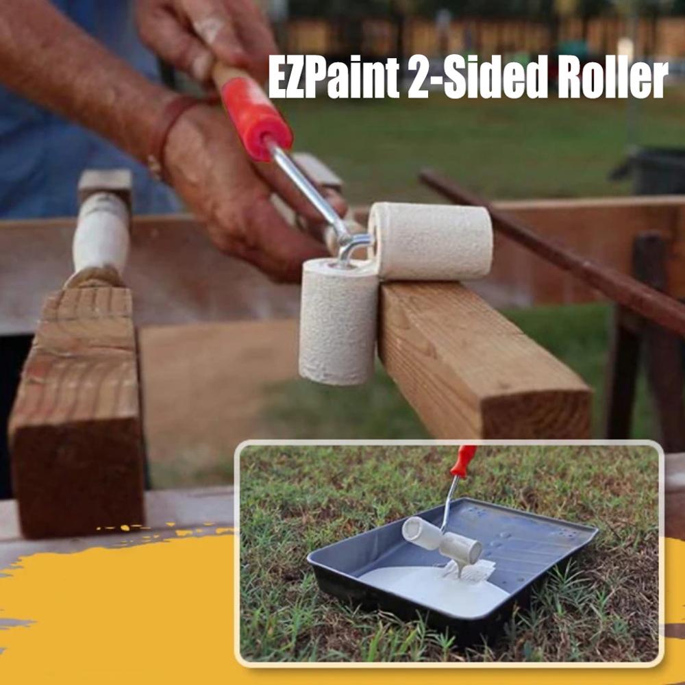 Portable Double Head Paint Roller Brush Handle Flocked Edge Wall Painting Tool