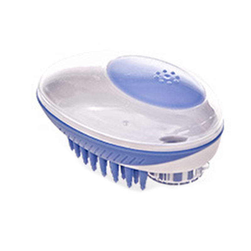 Cepillo de baño 2 en 1 para mascotas, cepillo de masaje de silicona para perros y gatos, aseo para el pelo, herramienta de limpieza para perros, suministros para mascotas: Azul