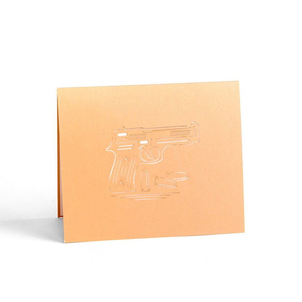 3D Gun Greeting Card Birthday Card Festival Blessing Card Message Paper Card Decor Supplies