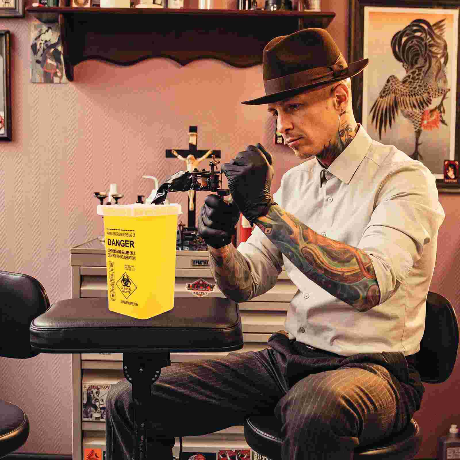 2Pcs Bucket Sharps Bucket Sharps Container Tattooing Accessory Thickened Disposal Box for Sharps Wastes Tattooing