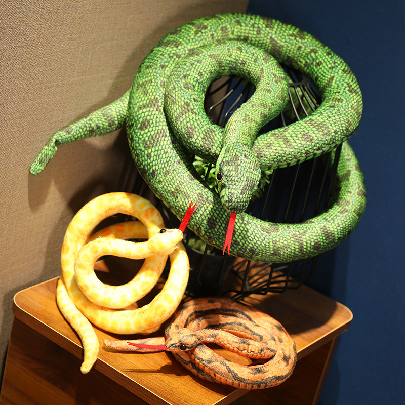 Jouet en peluche Python artificiel, Long serpent, jaune, Orange, vert, décoration de maison, décorations de