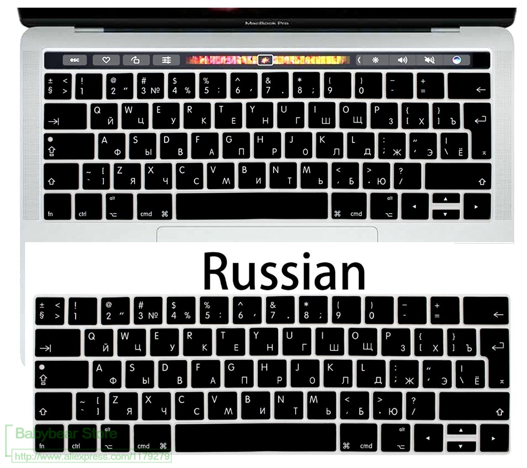 Rosja rosyjski list TouchBar nakładka na klawiaturę dla Macbook Pro 13 15 A1706 A1989/A1707 A1990 2018 2019 Multi touch bar