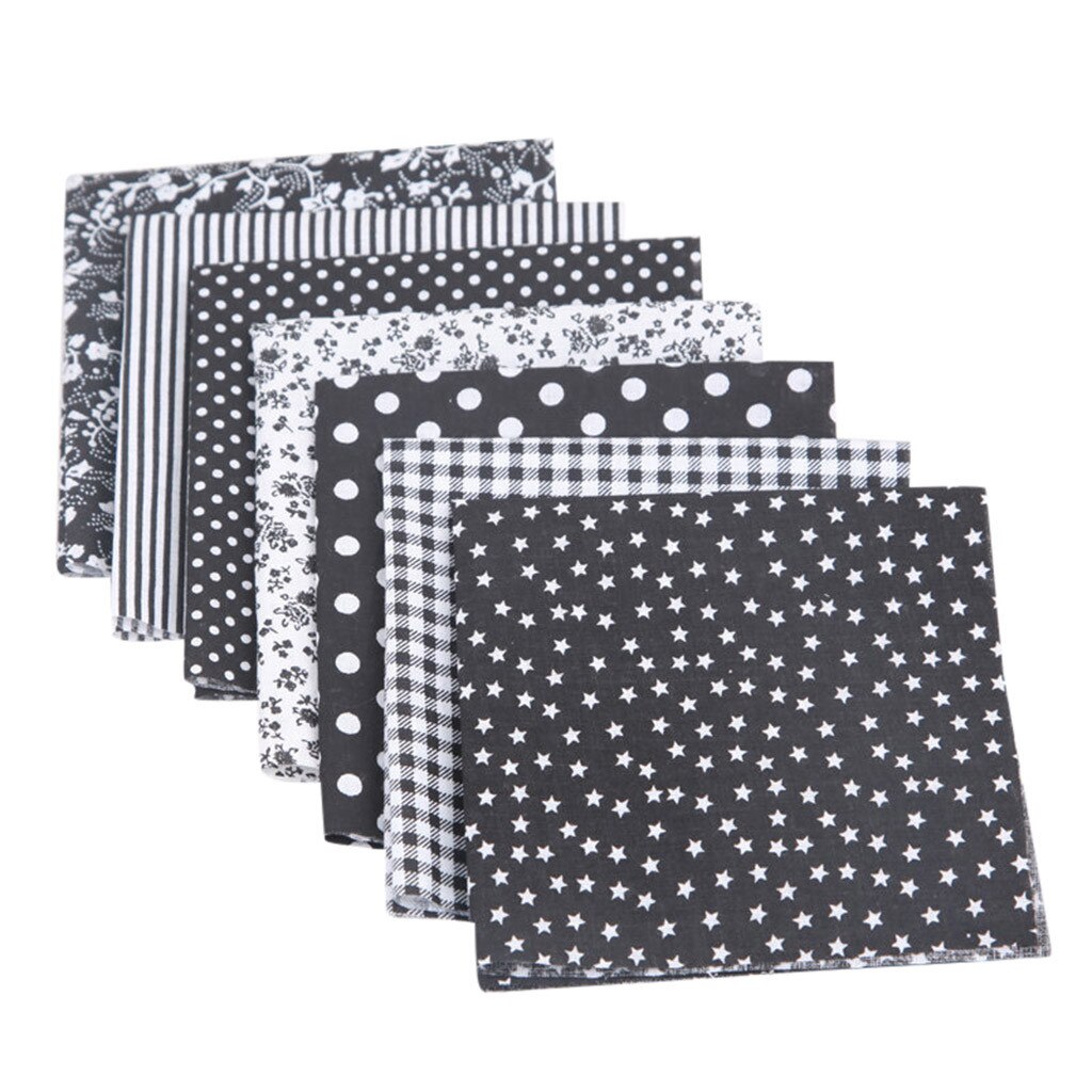 Lot de tissu artisanal en coton 7 pièces | Patchwork carrés Quilting couture, bricolage, motif Floral imprimé Patchwork, tissu en coton: Black 