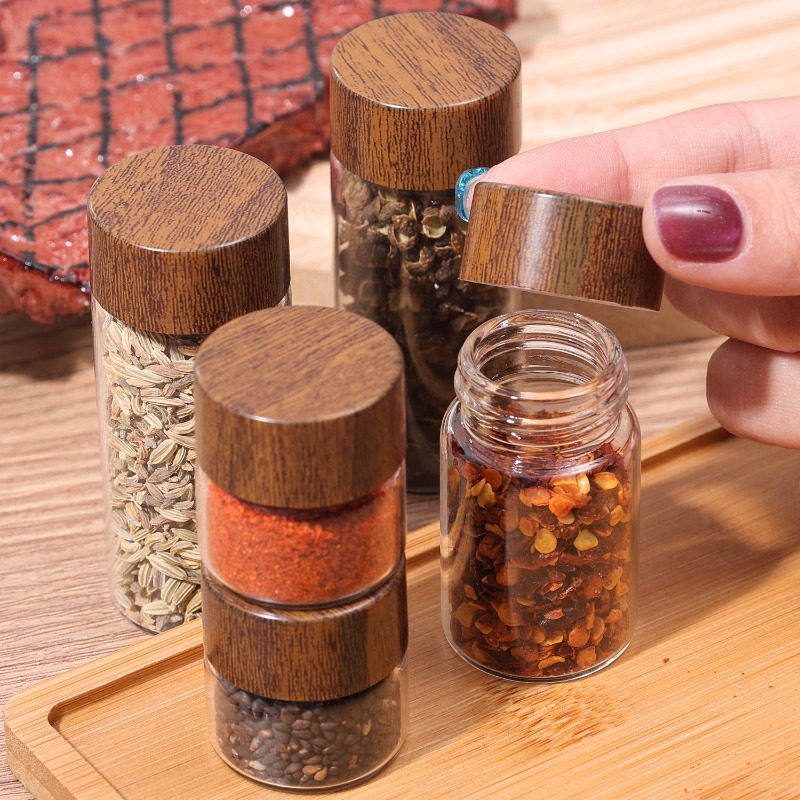 20/1 stk. små glasskrukker med lokk, krydder, oppbevaringsbeholdere for kaffebønner, rør, treforseglede flasker, lufttette beholdere