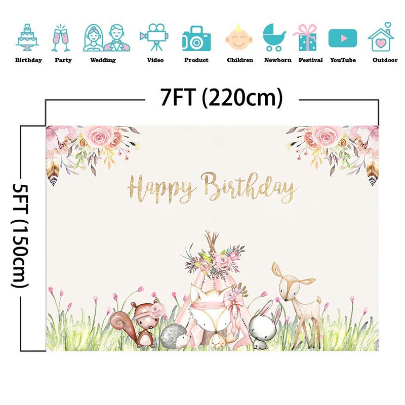 Wald Geburtstag Hintergrund Boho Tipi Stamm Hintergrund Ebene Party Wald Mädchen Geburtstag Party Banner Fotografie Kulissen