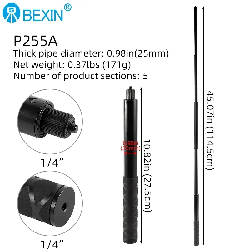 BEXIN Asta adattatore stabilizzatore per barra portatile Treppiede monopiede regolabile Prolunga per tubo di prolunga per colonna centrale Asta telescopica: Rosa