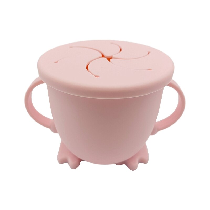 200ML bébé infantile apprentissage alimentation bol de nourriture tasse avec poignée Silicone Snack plat 77HD: Pink