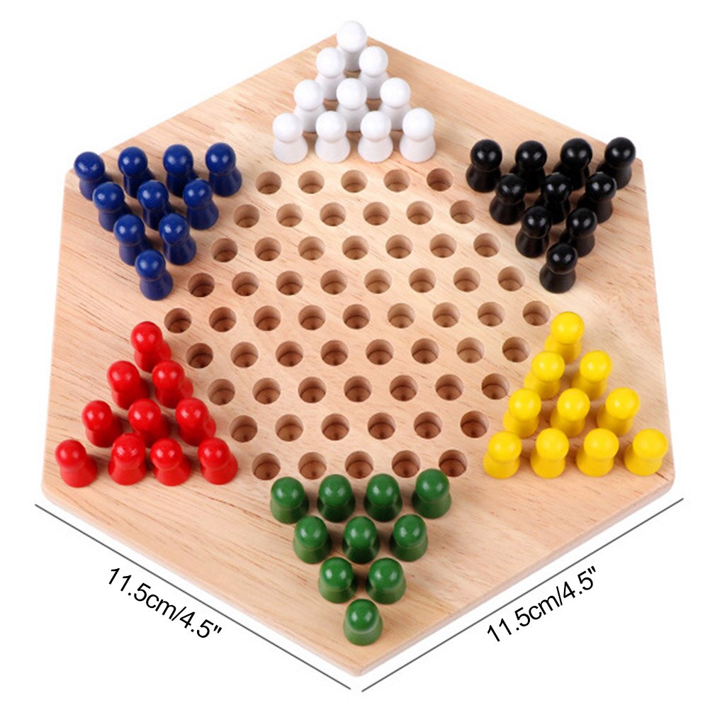 Chinese Checker Game Set Wooden Educational Board Kids Classic Halma Chinese Checkers Set Strategy Family Game Set