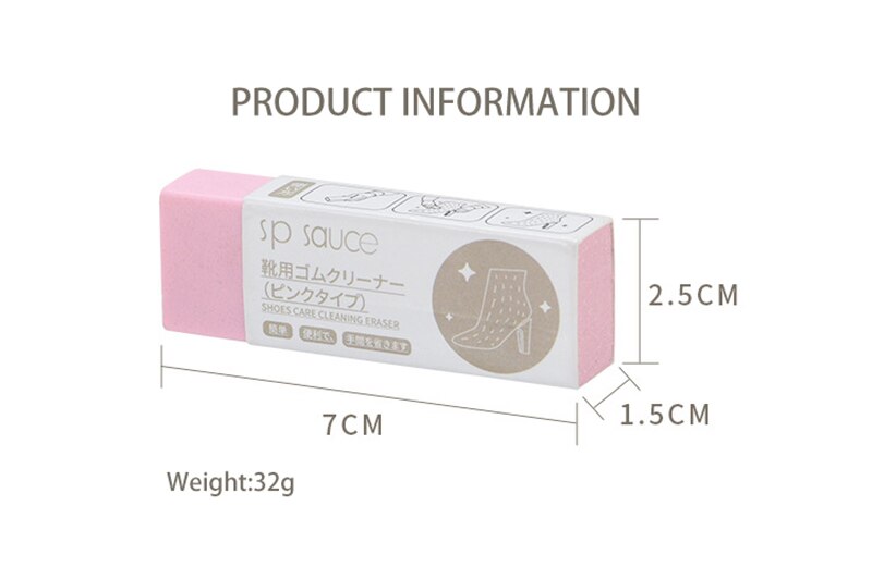 Goma de borrar para zapatillas de gamuza, goma de cuero mate y tela de cuero, superficie limpia, gamuza, zapatos blancos, cuidado de las zapatillas, 1 ud.: Color rosa