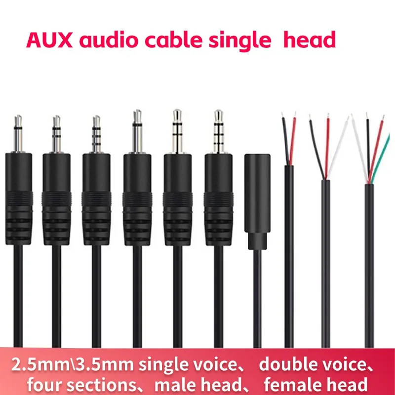 Lydkabel 2.5mm 3.5mm hannplugg/hunnplugg til bar ledning åpen ende ts mono /3- polet /4- polet trrs stereoplugg jack-kontakt