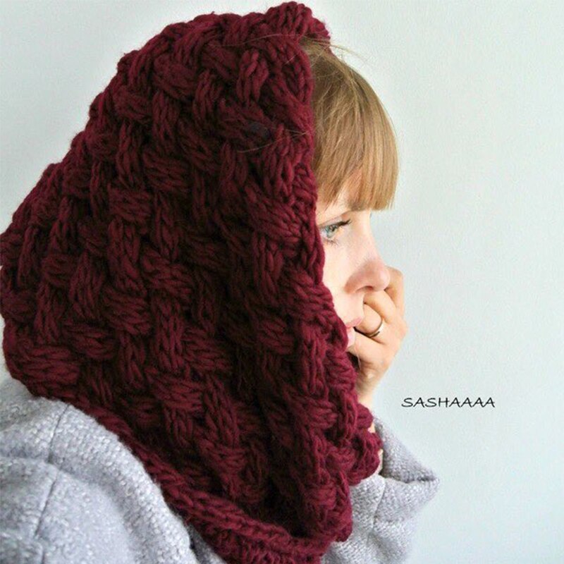 Winter Cable Ring Scarf Women Knitting Infinity Scarves Knitted Warm Neck Circle Scarf Bufandas Cuellos