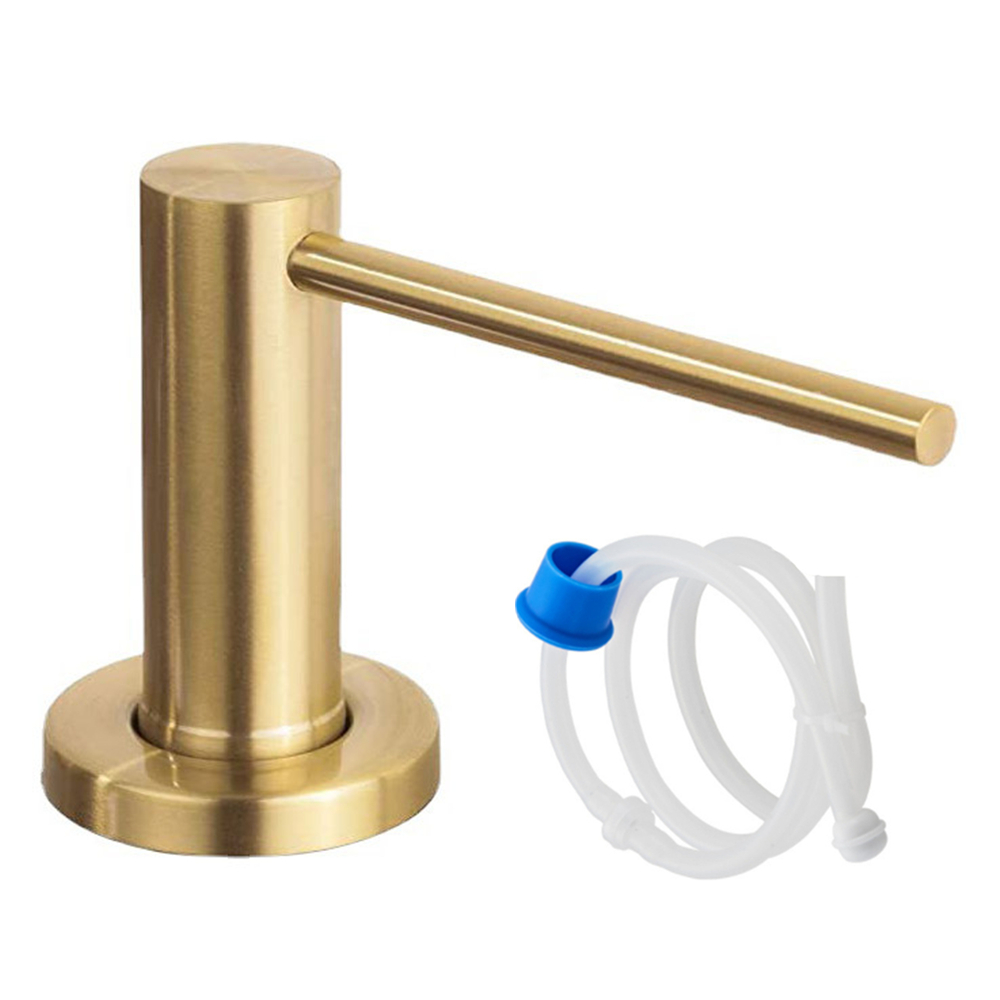 Built-in Pump Kitchen Liquid Soap Dispenser Bottle Stainless Steel Brushed Black Detergent Dispenser Hand Pressure Sink Counter