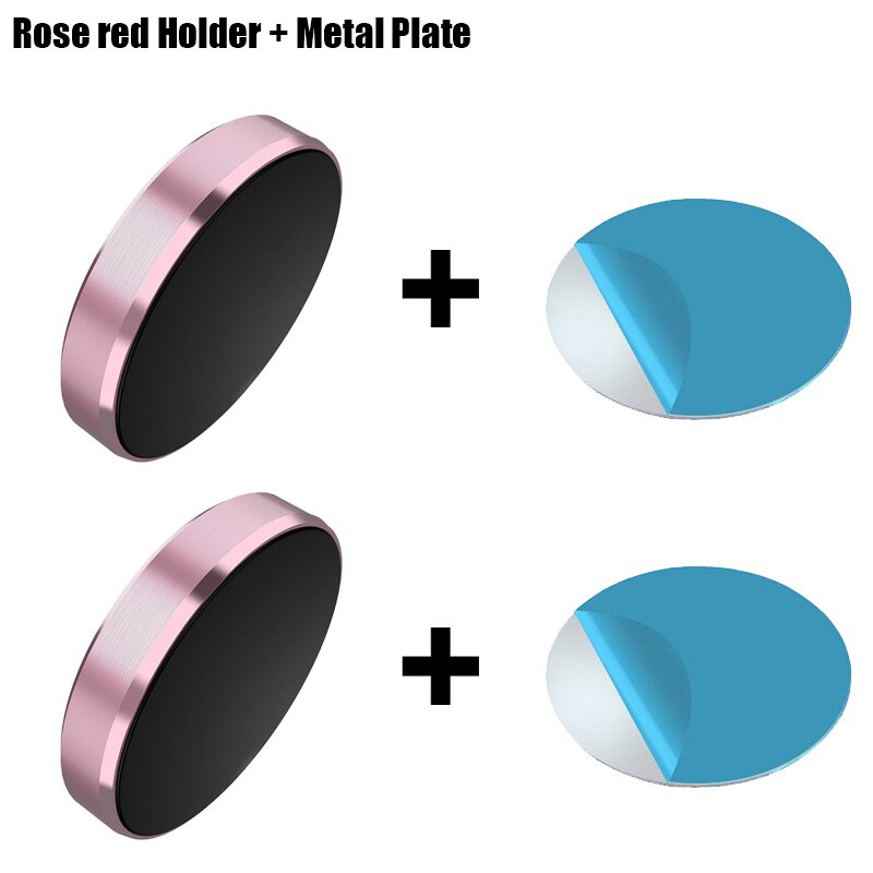 Soporte magnético para teléfono móvil, 2 uds., redondo, para salpicadero de coche, soporte de montaje para teléfono móvil, adhesivo de imán de pared Universal: Rose Gold