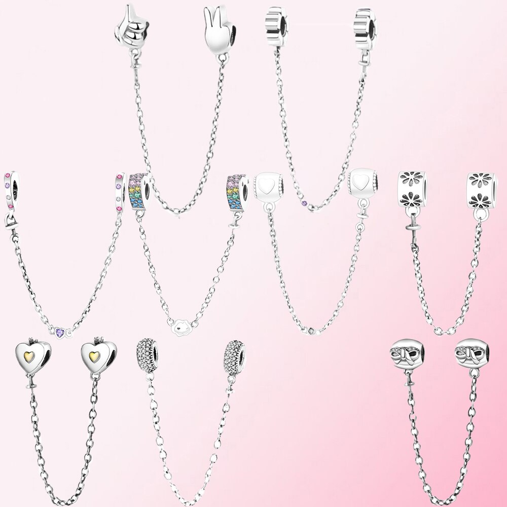 100% 925 Sterling Silver Classic Heart-shaped Bow Crown Ladies Charm DIY Bracelet Accessories Jewelry