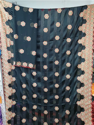african nigerian lace fabric real silk fabric with chiffon blouse ribbon silk fabrics for women dress 7yards: YC12073S6