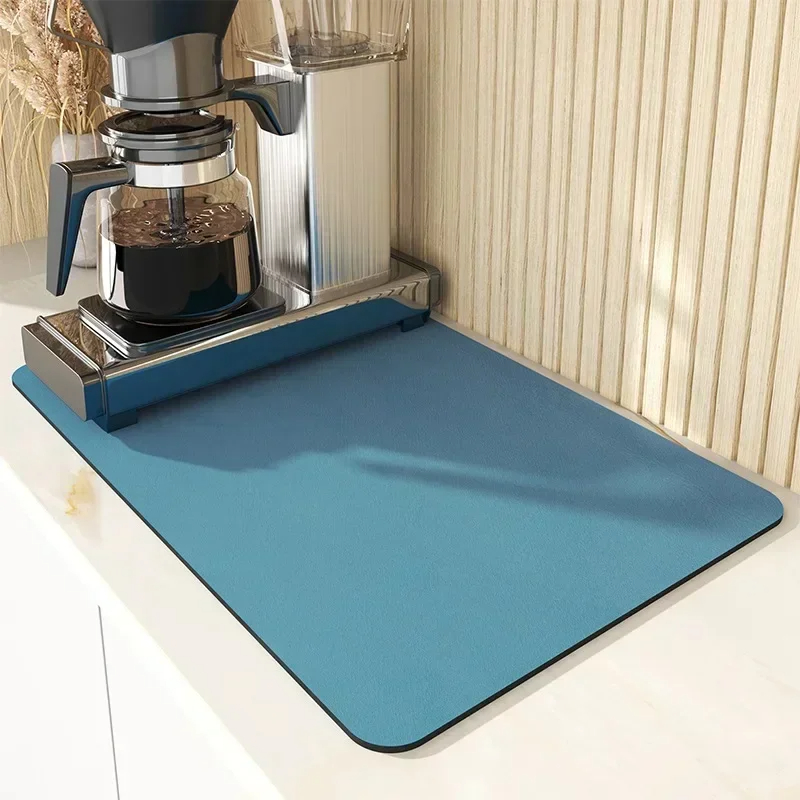 Kaffemåtte superabsorberende drænmåtte til kaffeopvask, hurtigttørrende, absorberende måtte til badeværelsesservice, pletbelægning, gummibelagt: S / Lilla
