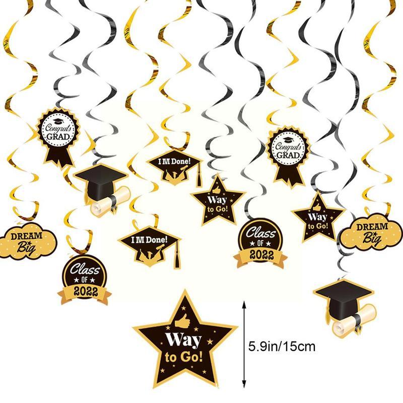 Graduation Party Flag Banners Gold Paper Letter Flags Congratulations Supplies Decoration Paper Bunting Grad H6T7