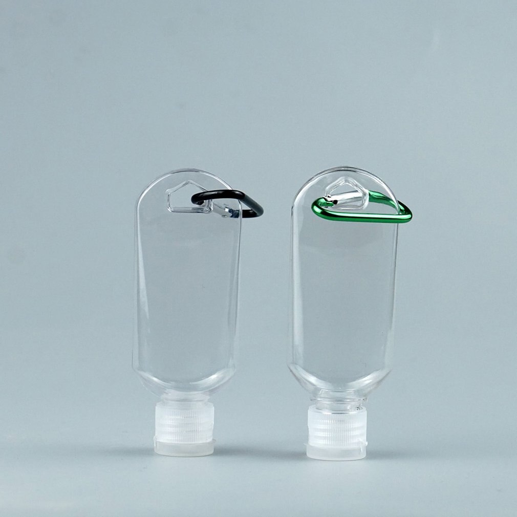 50Ml Transparent Keychain Empty Bottles Travel Plastic Key Ring Mini Bottle Portable Leakproof Containers Flip Cap