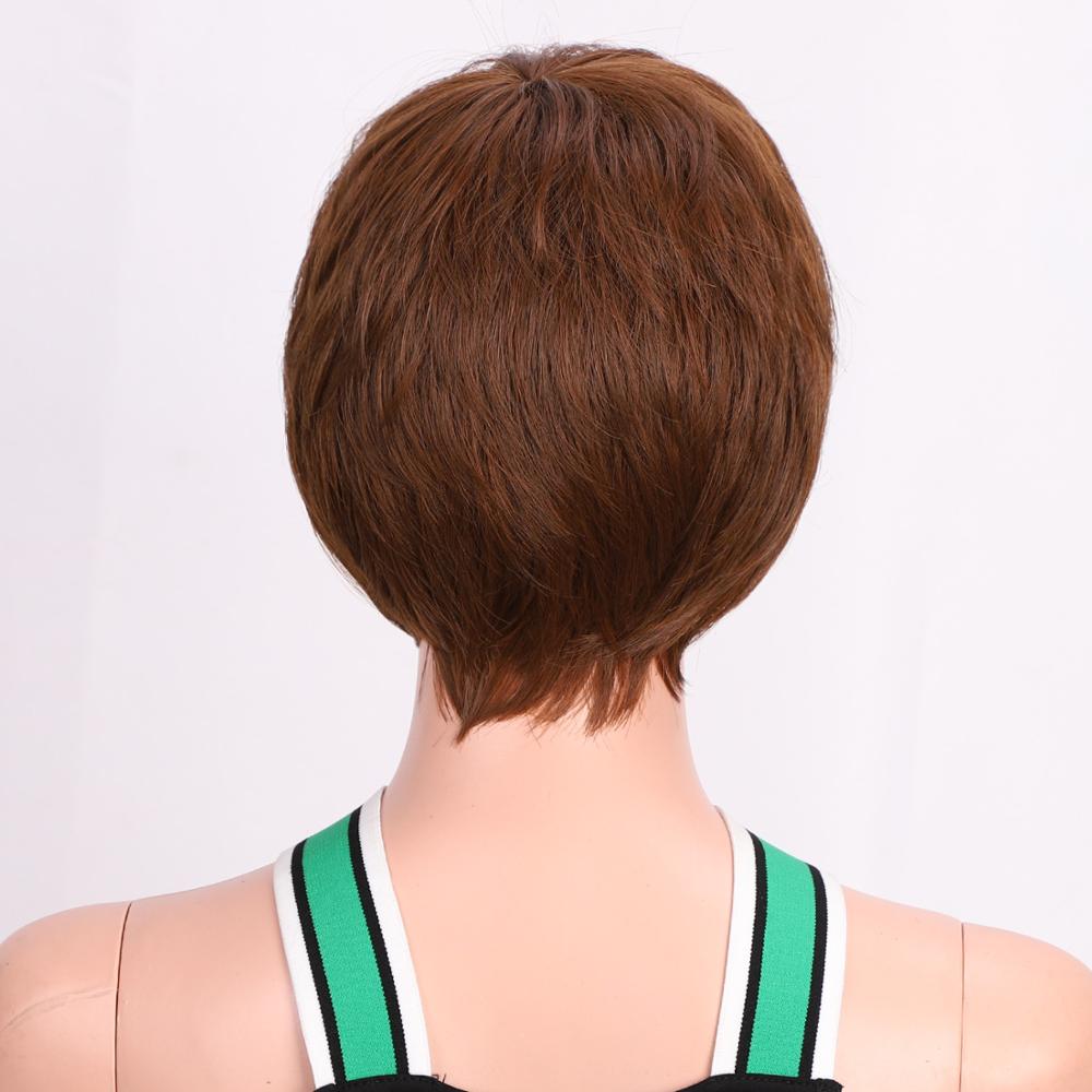 AISIBEAUTY krótka fryzura wróżka peruki z prostymi włosami dla czarnych kobiet bezklejowa maszyna wykonana peruka 4 kolory dostępne dla afroamerykanów: kochanie brązowy
