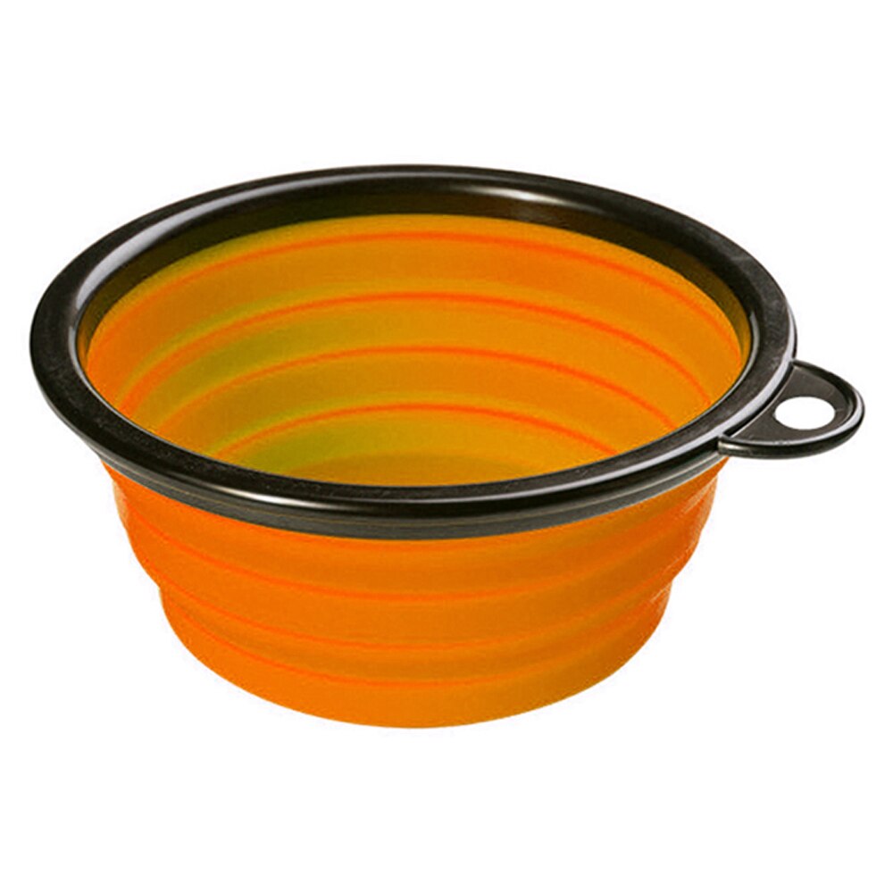 1 Uds 6 color plegable borde negro y el gato recipiente para mascotas beber tazón alimentación tazón de plástico al aire libre viajes colgar para comida: Orange