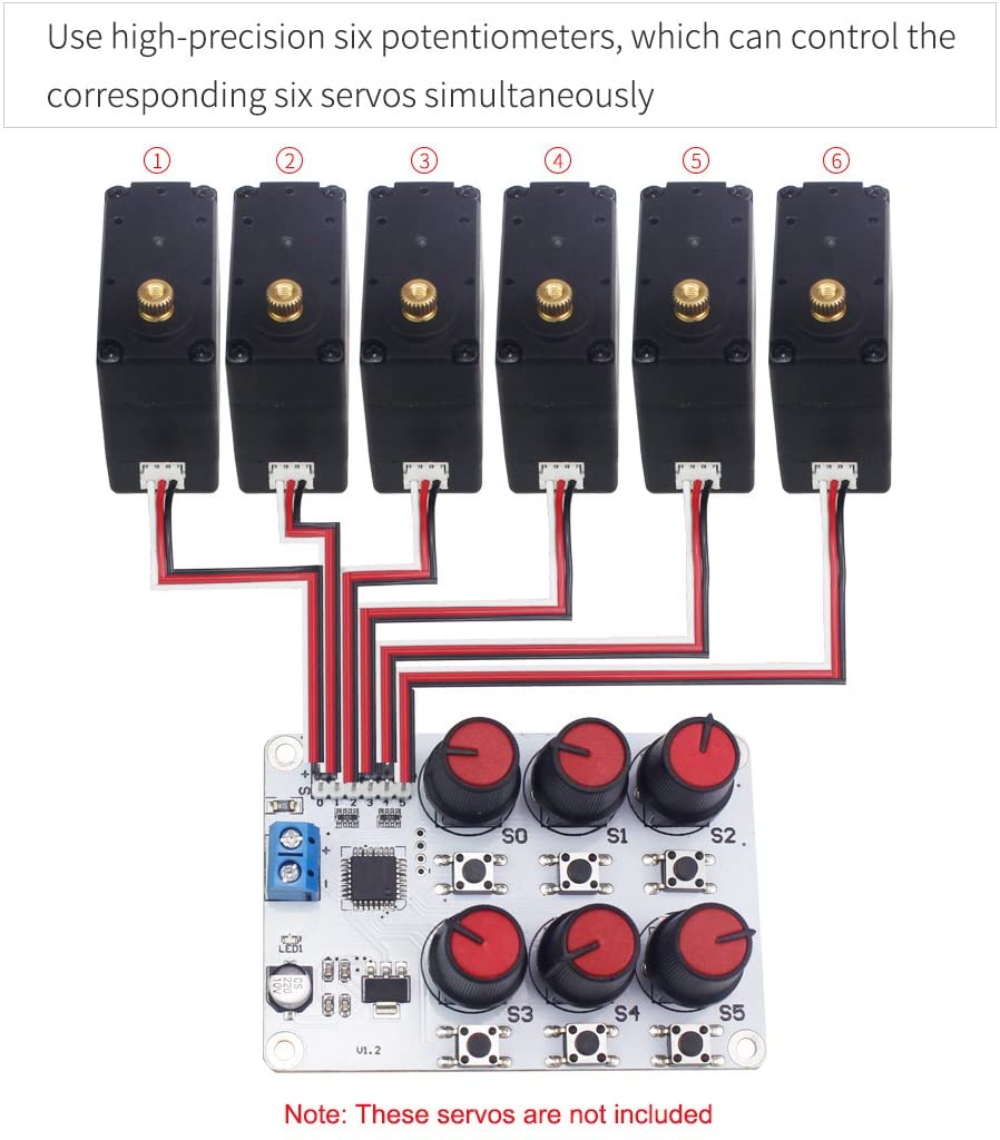 6 Channel Digital Servo Tester with Over-Current Protection for Robot Arm Robotic Hand
