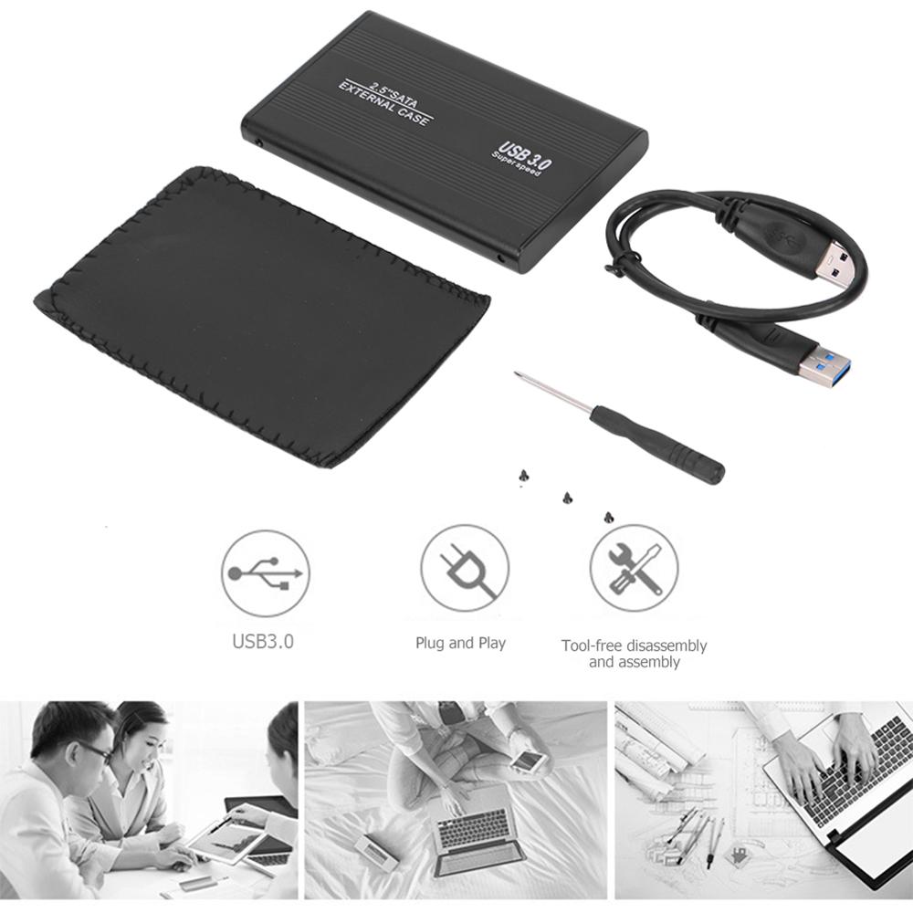 2.5 inch USB 3.0 to SATA External Enclosure Case Portable High Speed 6-Gbps SSD Hard Drive Enclosure Case Support 3TB