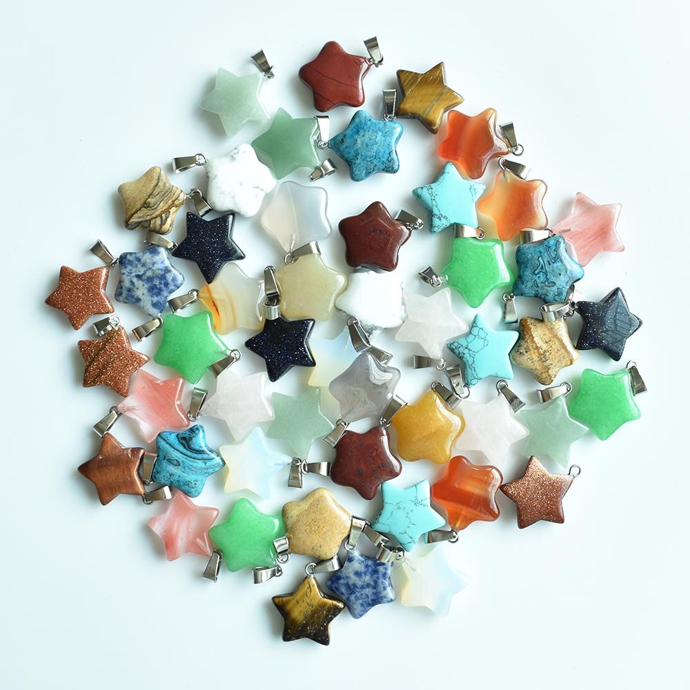 Verschiedene naturstein mixed star charms anhänger für DIY schmuck machen 24 teile/los freies