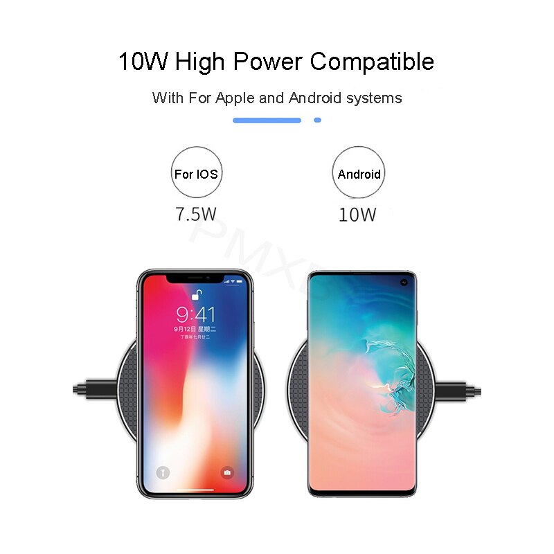 Draadloze oplader voor samsung galaxy  s10 s9 note 9, snellaadpad voor iphone 11 pro xs max xr  x 8 plus 10w qi-inductielader