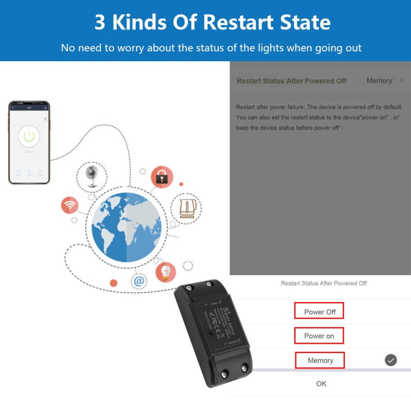 10A Tuya WiFi Smart Switch Breaker Timer Smart Home Automation For Alexa Google Home Universal Switch, Wireless Remote Control